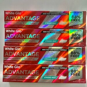 4X WHITE GLO ADVANTAGE STRONG MINT PROFESSIONAL WHITENING TOOTHPASTE 3.5oz NEW